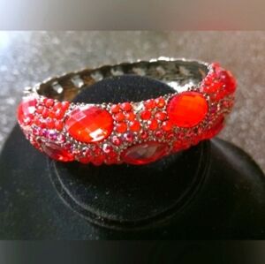 Red Easy Open Hinged Bracelet, 7", Christmas Red for the holidays🎄